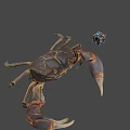 Realistic Crab Figure With Colorful Rubik's Cube On Gray Background