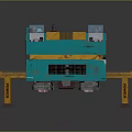Turquoise And Yellow Industrial Machine With 9P Logo And BRINKMANN Support Stands