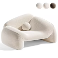 Modern Olive Green Single Sofa With Curved Design Velvet Upholstery And Round Pillow