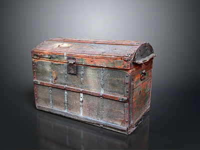 Vintage Wooden Storage Trunk With Rustic Design And Metal Hardware For Home Decor 3d model