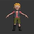 3D Cartoon Character With Blonde Hair Pink Shirt Blue Vest Green Shorts And Black Boots