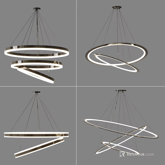 Modern Circular Chandelier With Intertwined Ring Layers And LED Lighting 3d model 