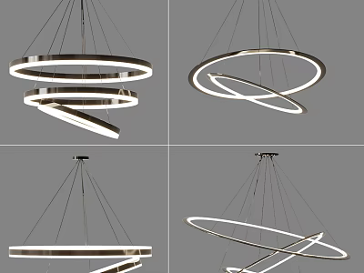 Modern Circular Chandelier With Intertwined Ring Layers And LED Lighting 3d model