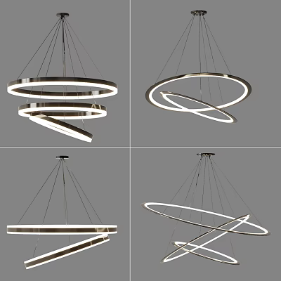 Modern Circular Chandelier With Intertwined Ring Layers And LED Lighting 3d model
