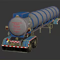 Blue Tanker Trailer With Large Stainless Steel Tank Red Rear Lights And Reflective Surface