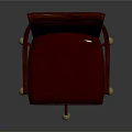 Burgundy Leather Office Chair with Arms and Five Pointed Gold Caster Base