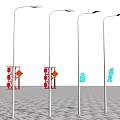 Outdoor Street Lights with Red Lanterns and Chinese Characters Fu Long