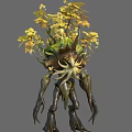 Mystical Plant Based Creature With Octopus Head And Yellow Leaves 3d model