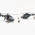 Two Black Military Helicopters Parked With Armed Soldiers Standing Around Them