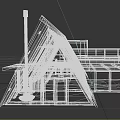 Modern Single Family House With Triangular Roof Wooden Structure Large Windows And Terrace Railing