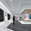 Hi Tech Exhibition Hall With Modern Booth Interactive Screens And Digital Information Displays