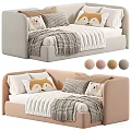 Cozy Single Bed with Fox Pattern Pillows Plaid Blanket and Color Options