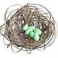Decorative Ornament Set With Brown Paper Strip Nest And Light Green Egg Shaped Ornaments