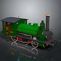 Vintage Green Steam Train Model With Black Chimney Red Base And Metal Wheels