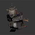 Weathered Battleship Model Featuring Detailed Deck And Metal Hull Structure
