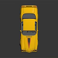 Classic Yellow Two Door Muscle Car With Black Red Stripes And Retro Design