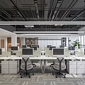 Modern Open Plan Public Office Space With Workstations And Ergonomic Chairs