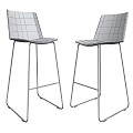 Modern Leather Bar Stools In Black And Brown With Sleek Metal Legs