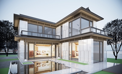 New Chinese-style single-family villa 3d model