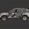 White SUV Featuring Rugged Vintage Textured Body And Golden Alloy Wheels