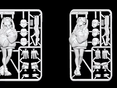 White Female Figure Model Kit With Alternative Heads Hands And Weapons 3d model