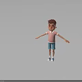 3D Boy Character Model Wearing Pink Polo Shirt Blue Shorts And White Sneakers