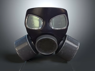 Fire Equipment Gas Mask With Protective Lenses Filters And Safety Gear For Emergency 3d model