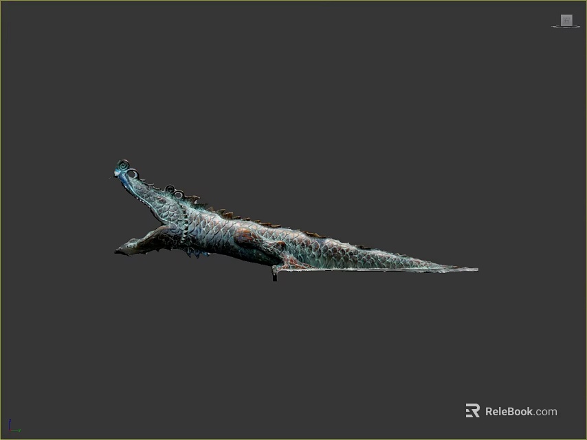 Realistic Crocodile With Open Mouth Scaly Body And Detailed Texture On Dark Background 3d model 