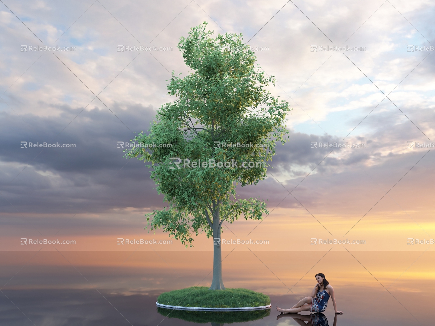 Trees Trees Plants Greening Plants Street Trees Park Trees Forest Outdoor Plants Grass Lawn Figure Woman Sky HDR 3d model