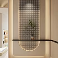 Modern Foyer Hallway With Perforated Screen And Green Plant