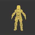 Sci Fi Game Movie Character In Metallic Armor With Helmet And Full Body Protection
