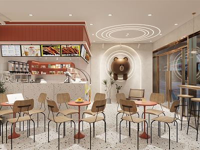 Modern Milk Tea Shop 3d model