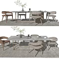 Modern Dining Table and Chair Combination Dining Table and Chair 3d model