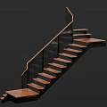 Modern Wooden Staircase With Glass Railing Black Metal Frame And Interior Design