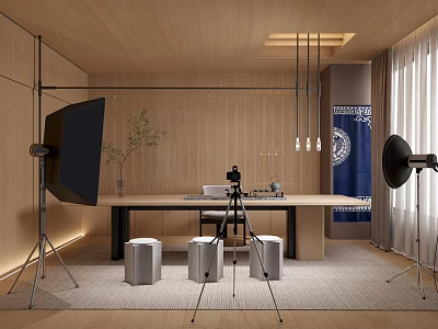 Modern Photography Studio Interior With Professional Equipment 3d model