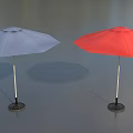 Outdoor Patio Umbrella Blue And Red Design With Sturdy Pole And Base