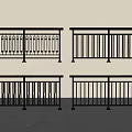 Black Metal Railings With Various Decorative Patterns And Vertical Bar Designs