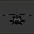 Military Helicopter with Main Rotor Blades Tail Rotor and Airframe on Gray Background