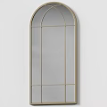 Modern Arch Shaped Mirrors With Gold And Black Metal Frames And Grid Design