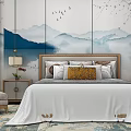 Background double bed 3d model
