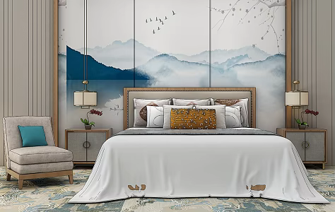 Background double bed 3d model