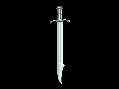 Silver Classic Weapon with Metallic Blade and Ornate Hilt Guard Design 3d model