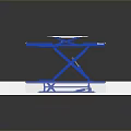 Industrial Equipment 3D Model Blue Mechanical Lifting Platform With Transparent Base And Stable Support