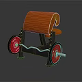 Gym Strength Training Fitness Equipment With Orange Seat Red Wheels And Sturdy Metal Frame