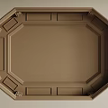 Classic Brown Octagonal Ceiling Design With Decorative Moldings And Carved Panels 3d model