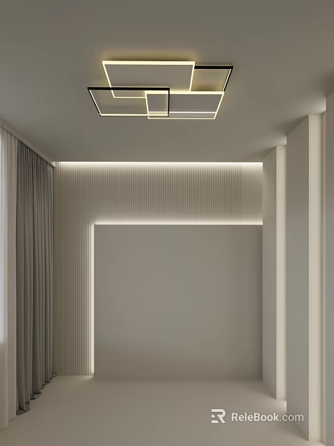 Modern Minimalist Ceiling Light in Contemporary Room Interior With Sleek Lines And Neutral Walls 3d model 