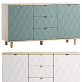 Modern Light Green and White Dressers with Diamond Pattern Drawers and Wooden Legs