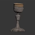 Silver Decorative Goblet With Intricate Carvings And Golden Rim For Daily Use