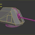 Military Weapon Turret With Long Gun Barrel And Gray Mounting Structure