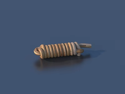 Coiled Beige And White Rope With Metal Ends For Daily Use 3d model